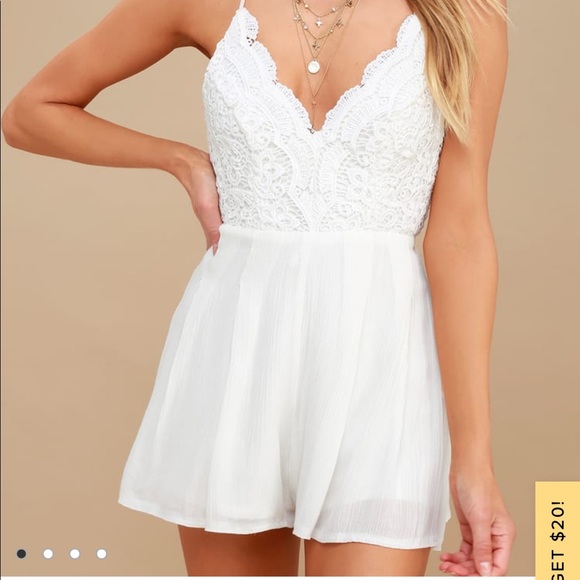 Lulu Star Spangled Ivory Backless Lace Romper - Picture 1 of 8